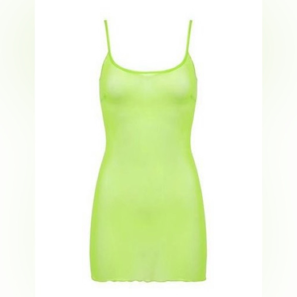 Laina Rauma Spaghetti Strap Mini Dress- Small- electric slide- neon green